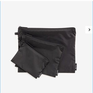 Calpak Compakt Zip Pouch Set in Black Nylon EUC